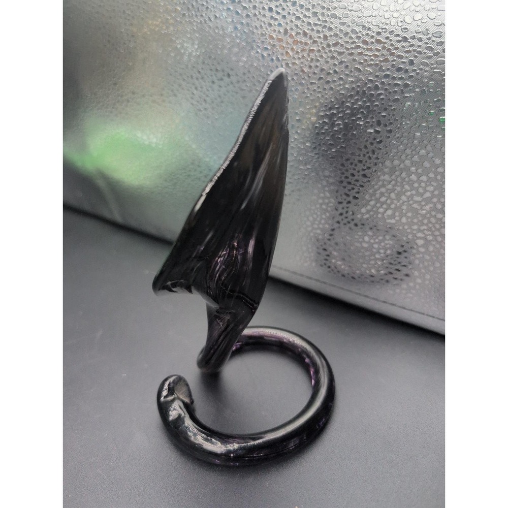 Jack in the Pulpit Calla Lily Black Plum Small Vase Glass Black Amethyst - Picture 2 of 3